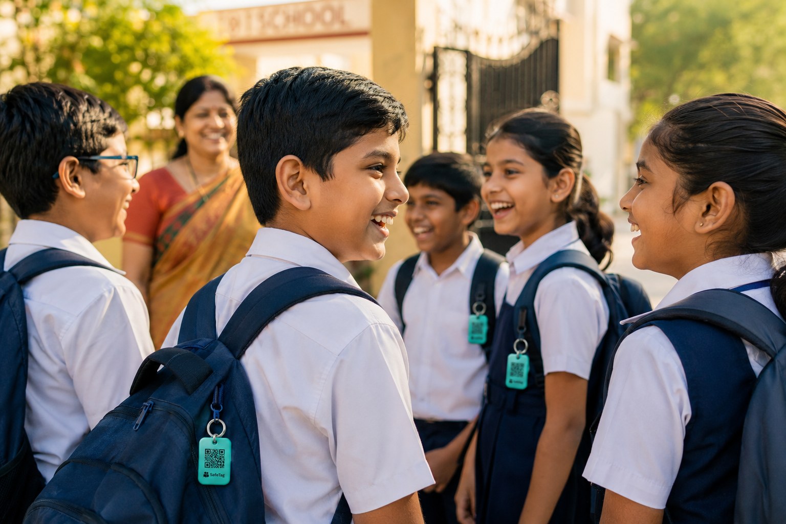 School children with bags